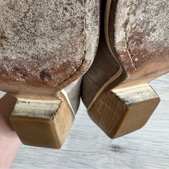 Rag & Bone Finlay Taupe Suede Western Pull-on Ankle Boots Wooden Heel Size 9.5 - Picture 10 of 16